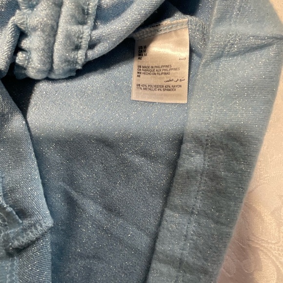 Inc International Concepts Blue Metallic Side-Ruched Knit Top Size Medium - Picture 9 of 9